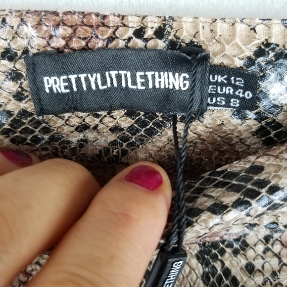 Pretty Little Thing Snake Skin Flared Leg Trousers - Picture 9 of 11